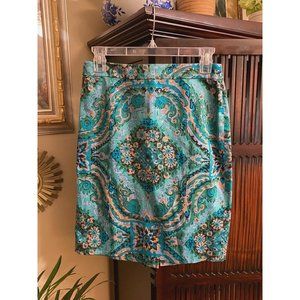Size 4 J. Crew Pencil Skirt Cotton Spandex Turquoise Green